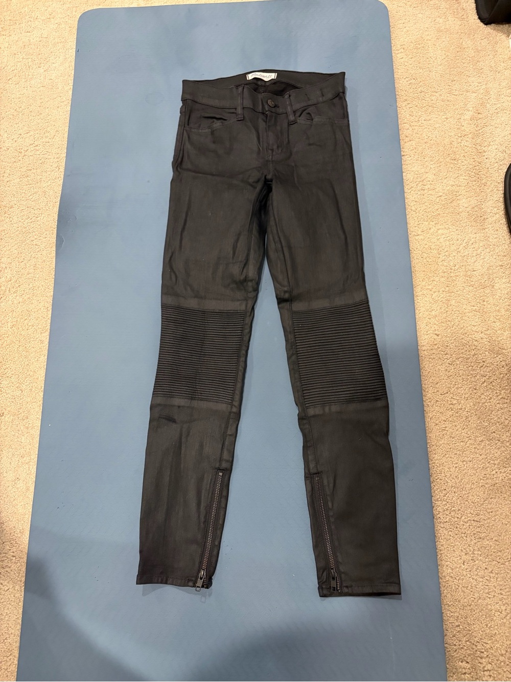 Madewell Black Moto Ribbed-Knee Skinny Jeans